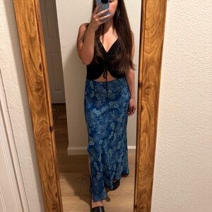 Express Blue Floral Maxi Skirt